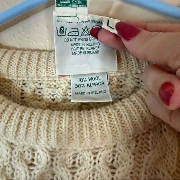 Gaeltarra of Ireland wool and Alpaca
 Cream Cable Knit Sweater L - Picture 4 of 5